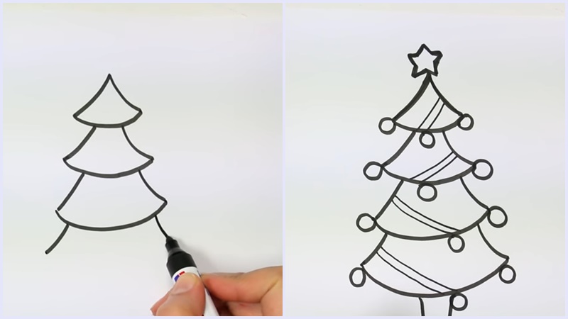 Vẽ cây thông Noel bằng hình tam giác